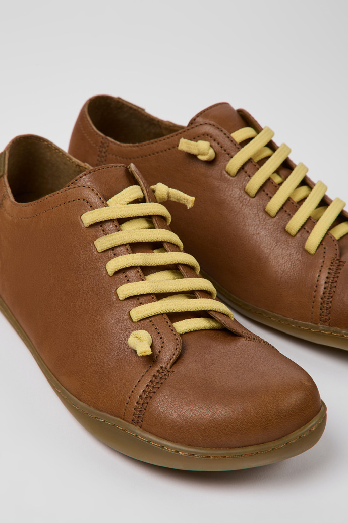 Close-up view of Peu Brown leather shoes for men