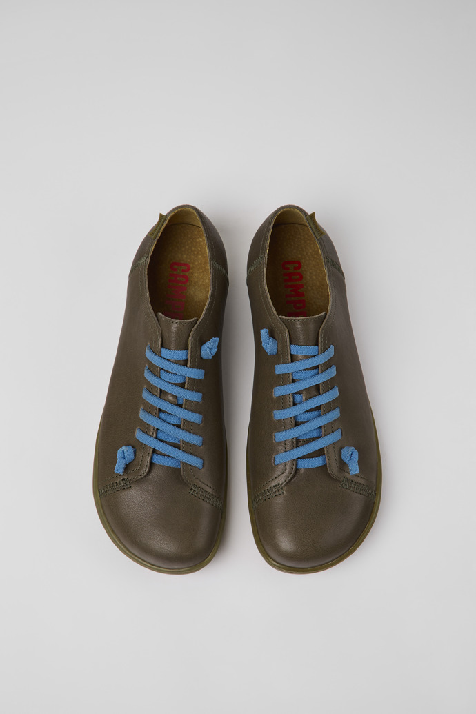 Overhead view of Peu Green leather shoes for men