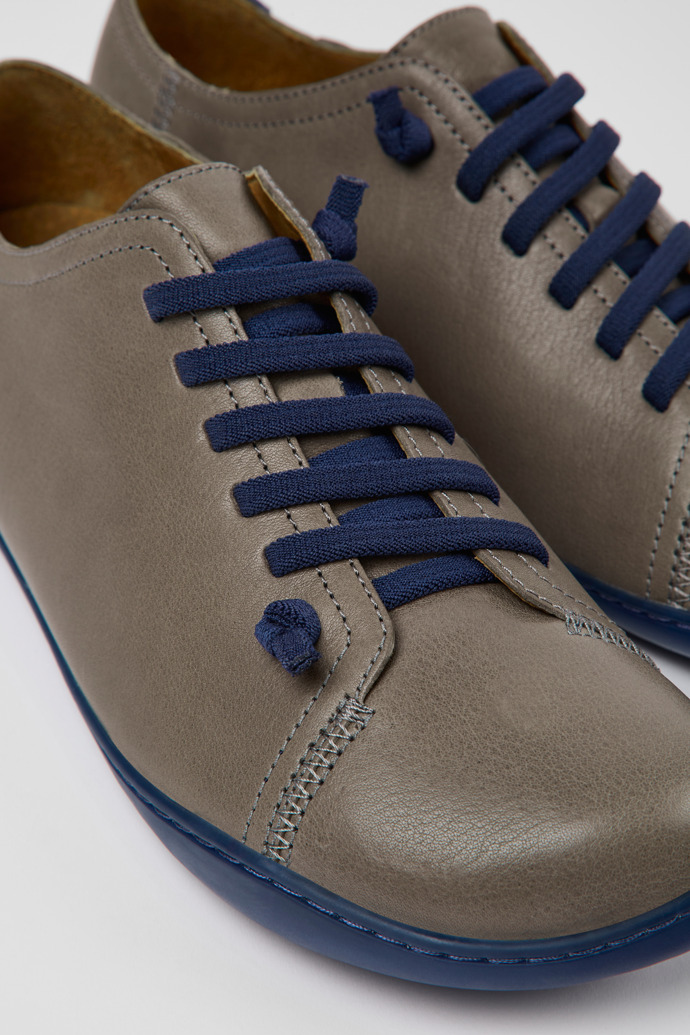 Close-up view of Peu Gray leather shoes for men