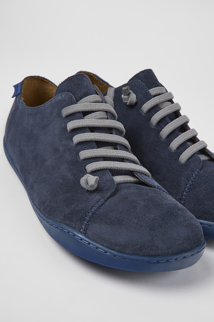 Close-up view of Peu Blue nubuck shoes for men