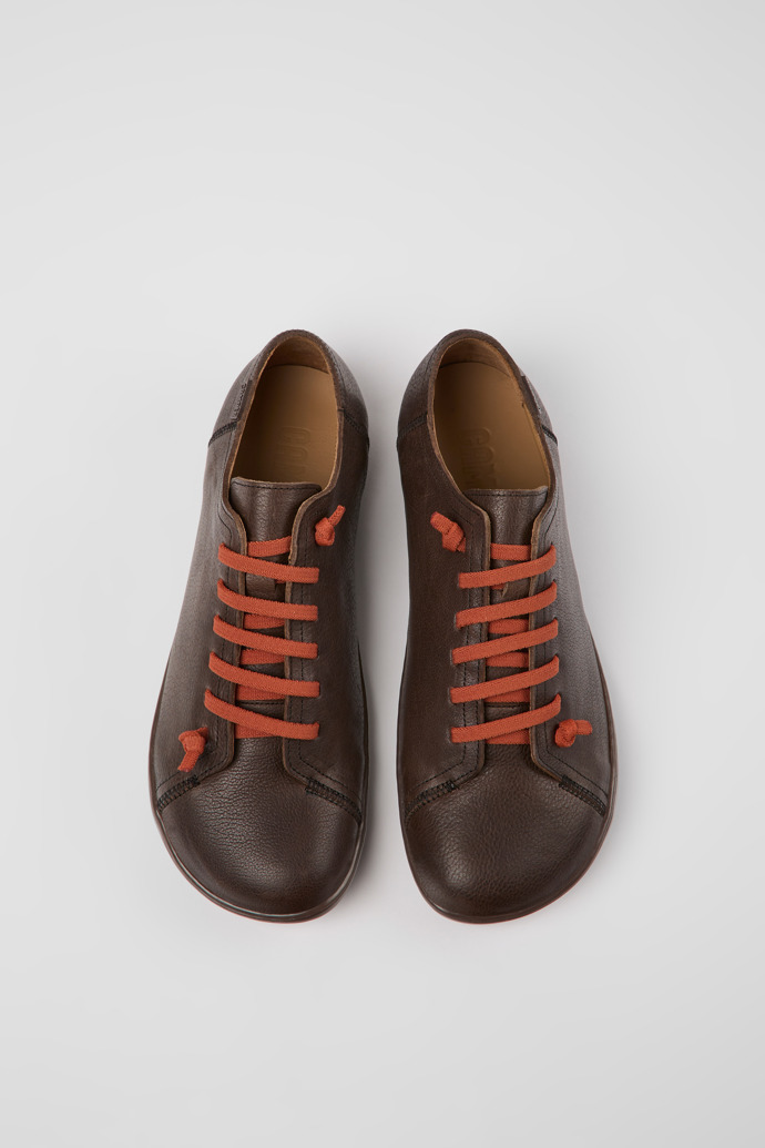 Overhead view of Peu Brown leather shoes for men