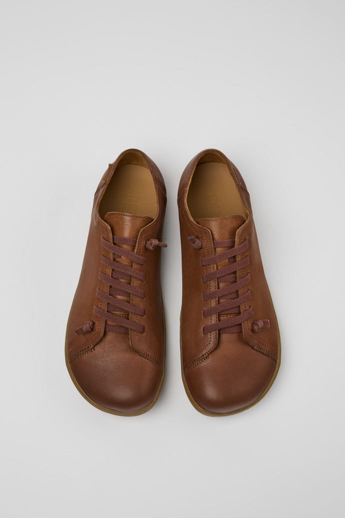 Overhead view of Peu Brown leather shoes for men