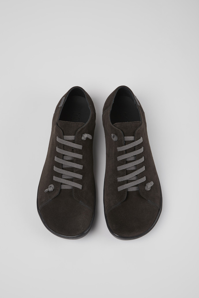 Overhead view of Peu Gray nubuck shoes for men