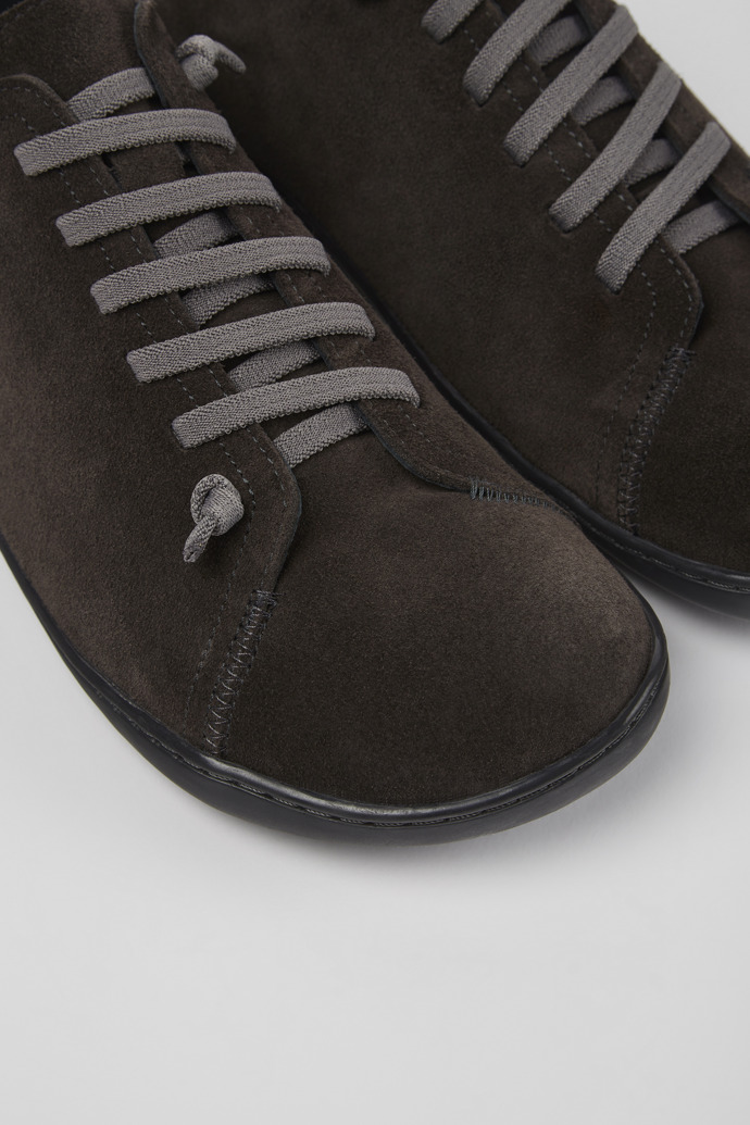 Close-up view of Peu Gray nubuck shoes for men