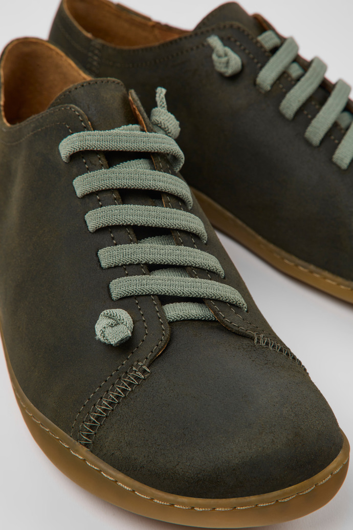 Close-up view of Peu Green-gray nubuck shoes for men