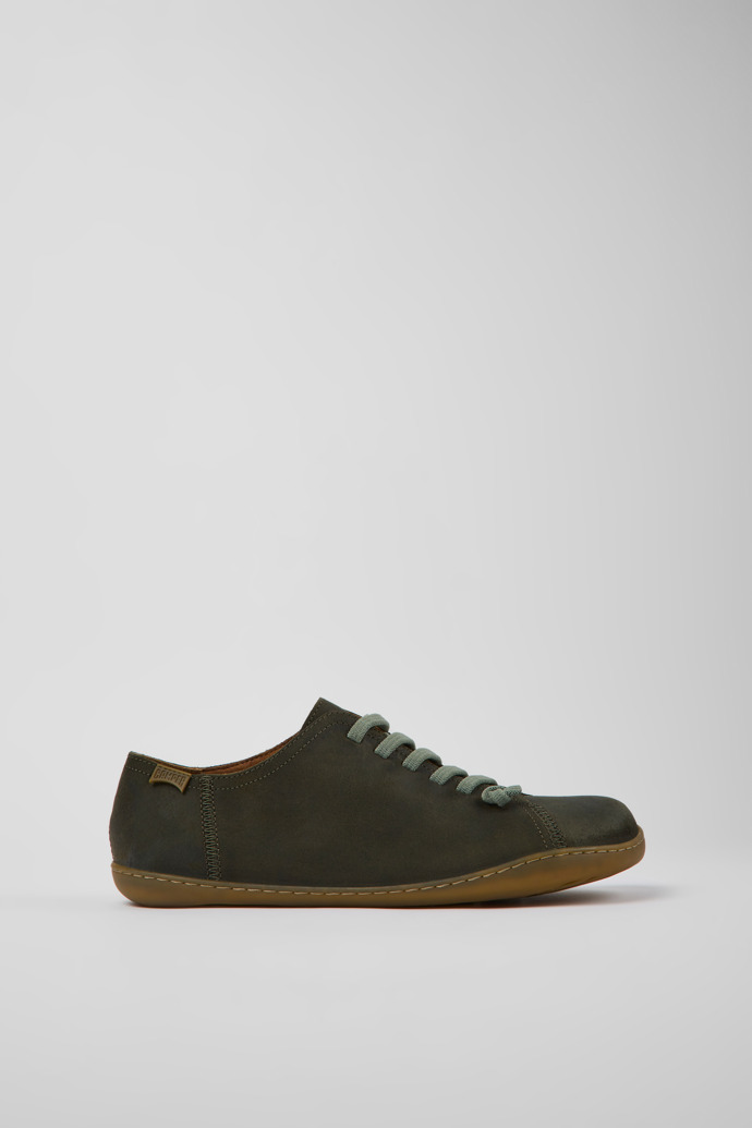 Side view of Peu Green-gray nubuck shoes for men