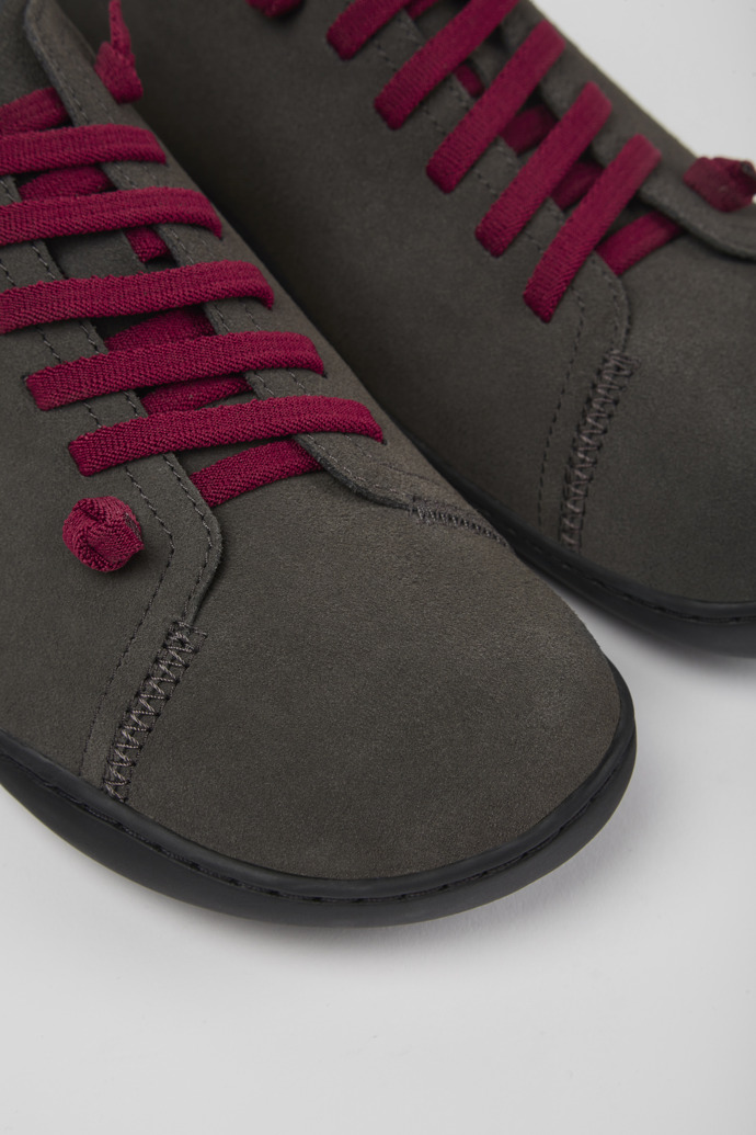 Close-up view of Peu Gray nubuck shoes for men