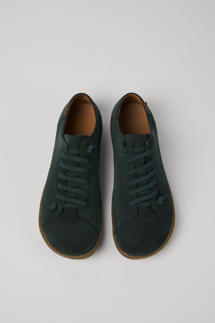 Overhead view of Peu Green nubuck shoes for men