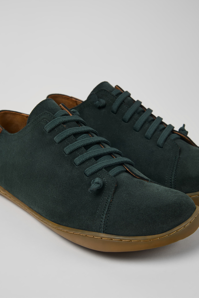 Close-up view of Peu Green nubuck shoes for men