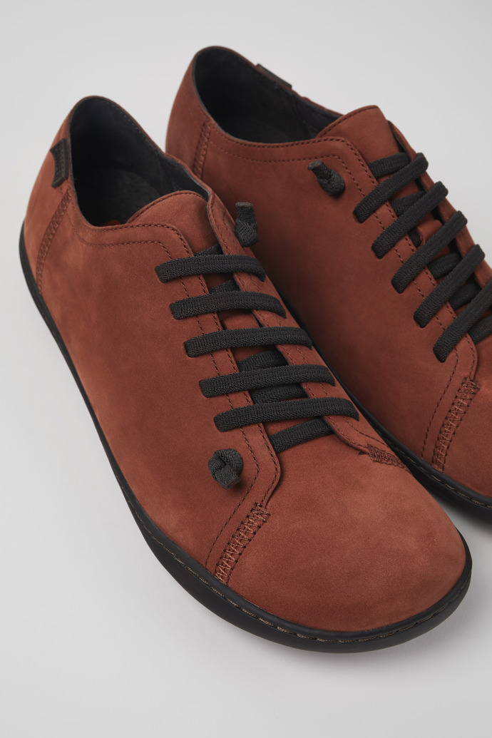 Close-up view of Peu Burgundy nubuck shoes for men