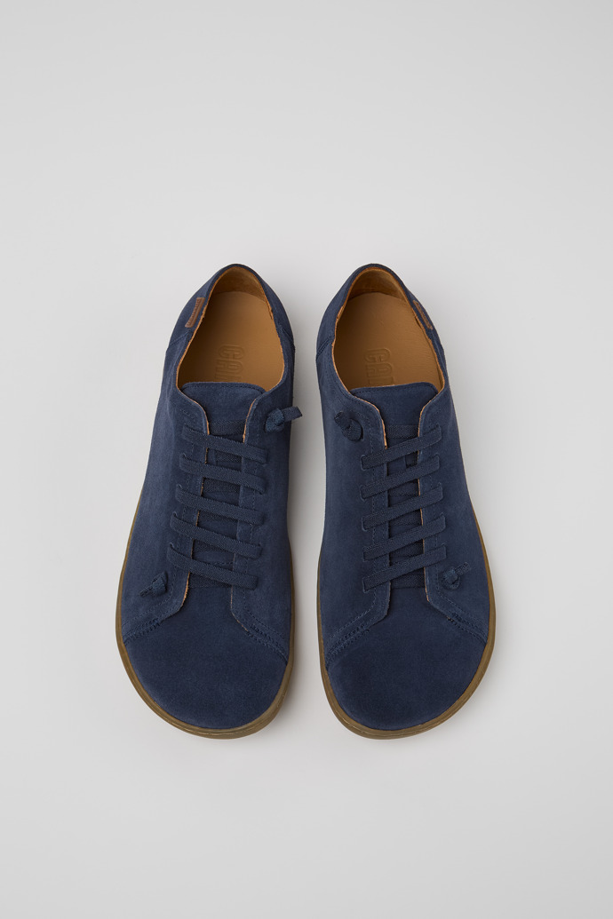 Overhead view of Peu Blue nubuck shoes for men