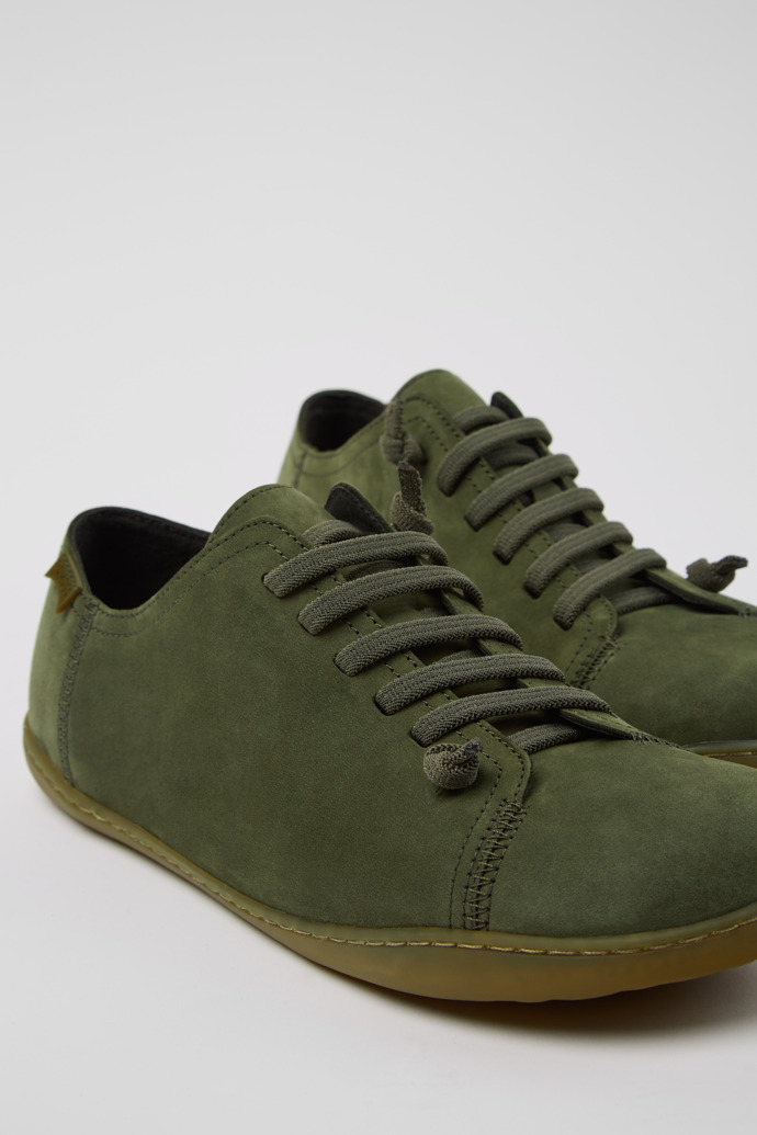 Close-up view of Peu Green Nubuck Shoes for Men.