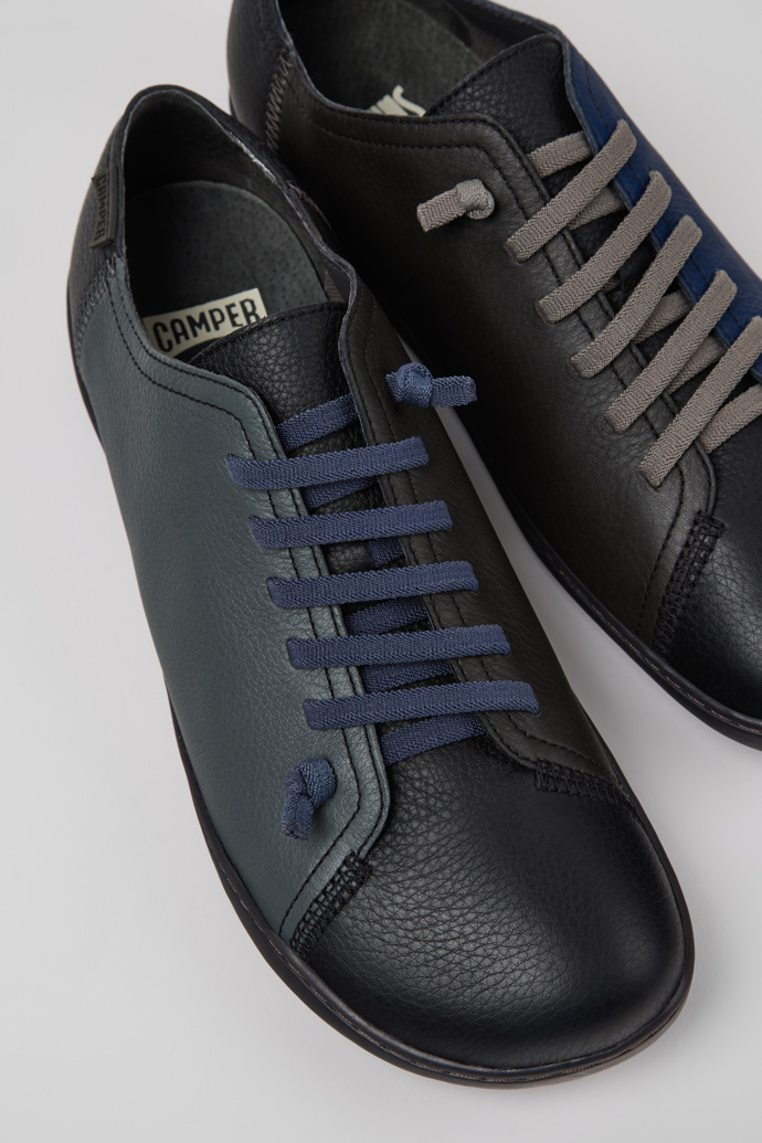 Close-up view of Twins Black Leather Shoes for Men.