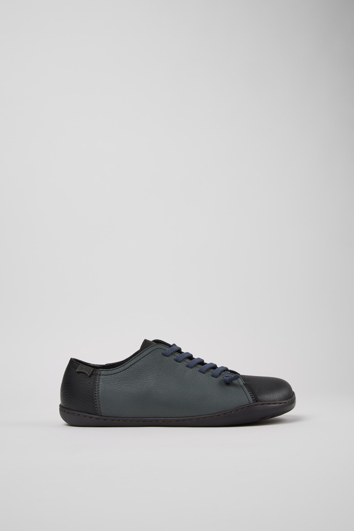 Side view of Twins Black Leather Shoes for Men.