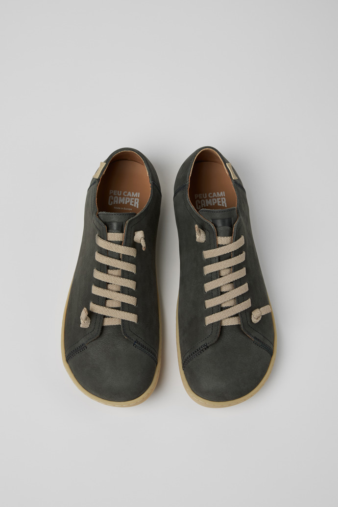 Overhead view of Peu Gray Leather Shoes for Men.