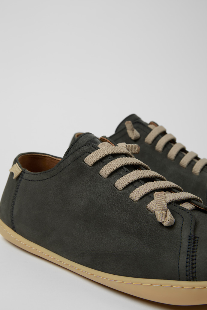Close-up view of Peu Gray Leather Shoes for Men.