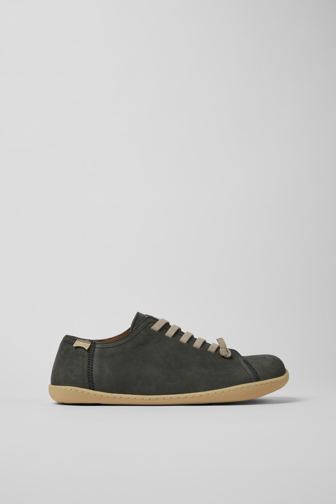 Side view of Peu Gray Leather Shoes for Men.