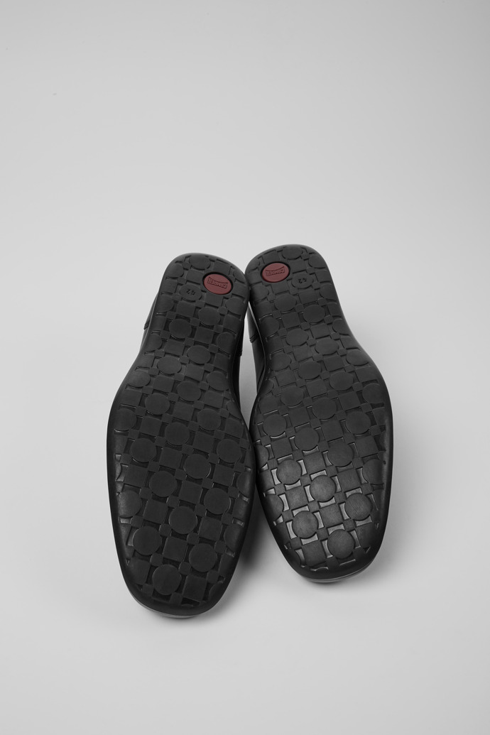 The soles of Mauro Black moccasins for men
