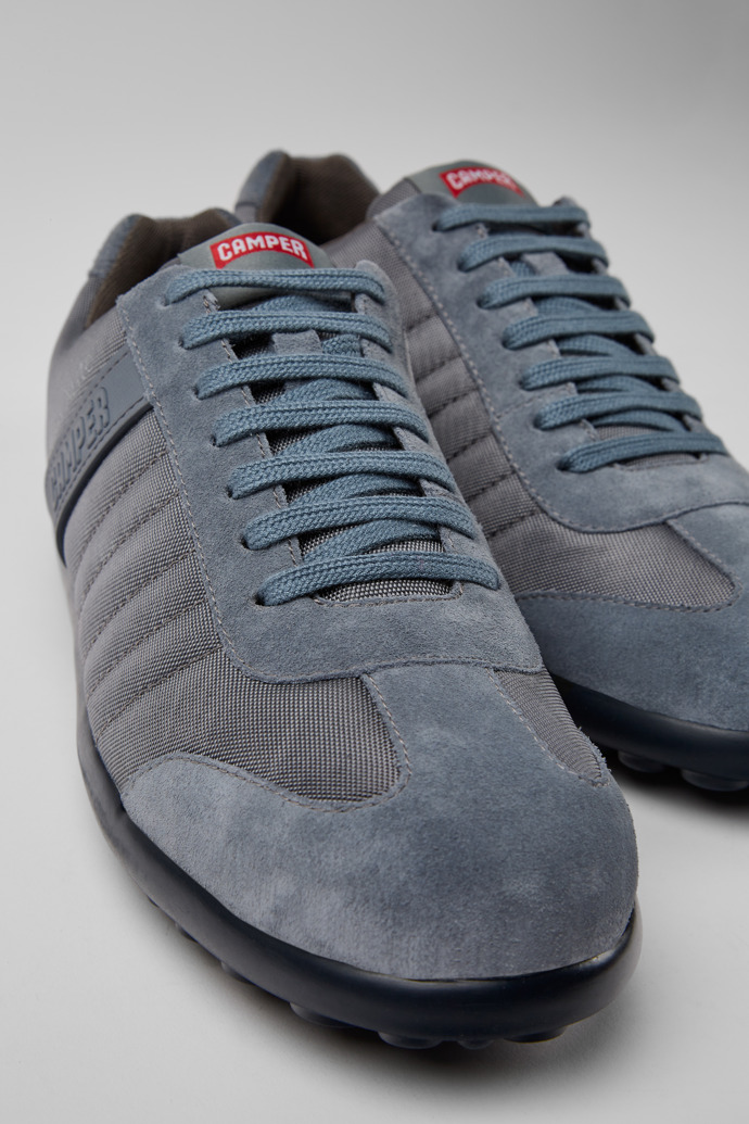 Close-up view of Pelotas XLite Gray textile and nubuck shoes for men