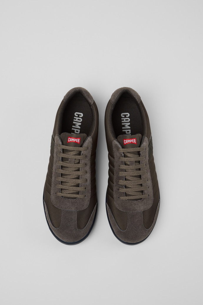 Overhead view of Pelotas XLite Brown Textile and Nubuck Shoes for Men.