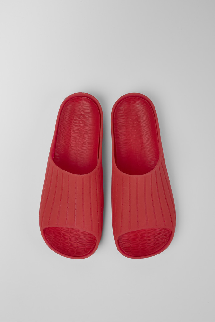 Overhead view of Wabi Red monomaterial sandals for men