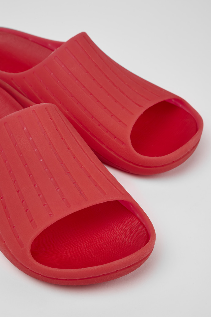 Close-up view of Wabi Red monomaterial sandals for men