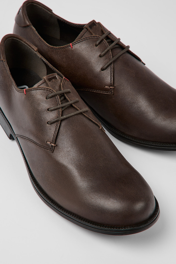 Close-up view of Mil Brown Formal Shoes for Men