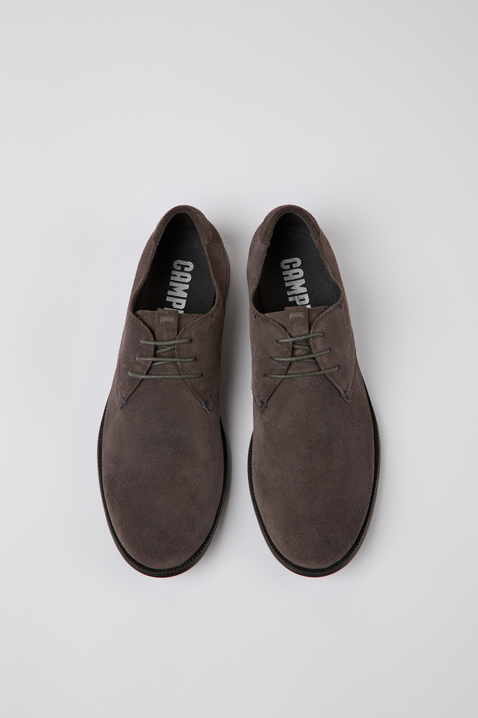 Overhead view of Mil Brown-gray nubuck shoes for men