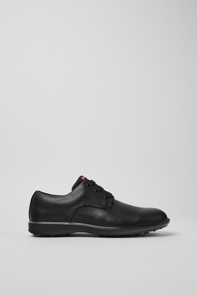 Image of Side view of Atom Work Black leather blucher shoes