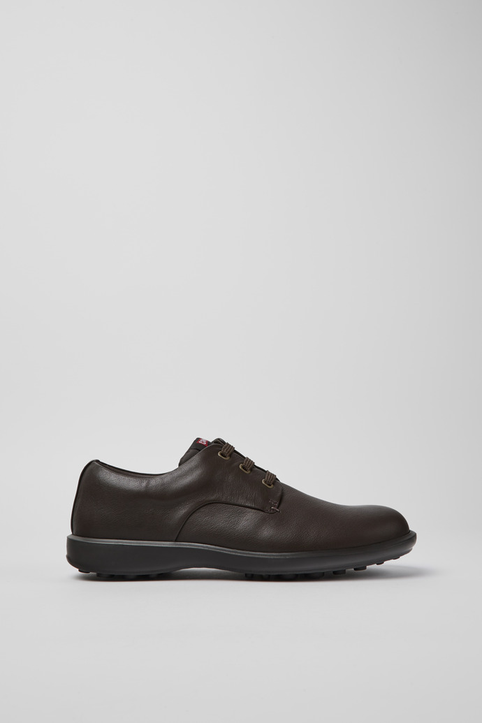 Image of Side view of Atom Work Dark brown blucher shoes for men