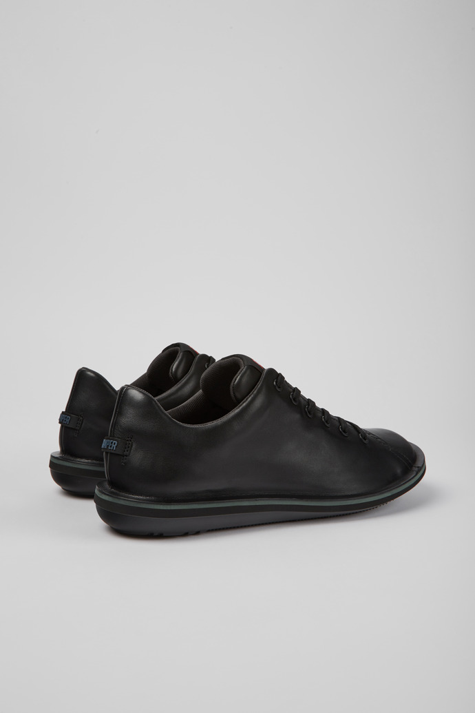 Back view of Beetle Black leather shoes for men