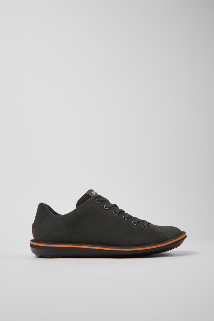 Side view of Beetle Dark gray nubuck shoes for men