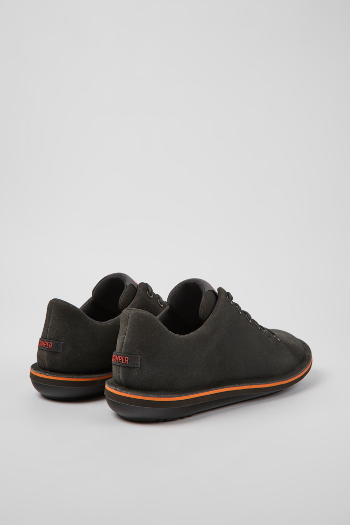Back view of Beetle Dark gray nubuck shoes for men
