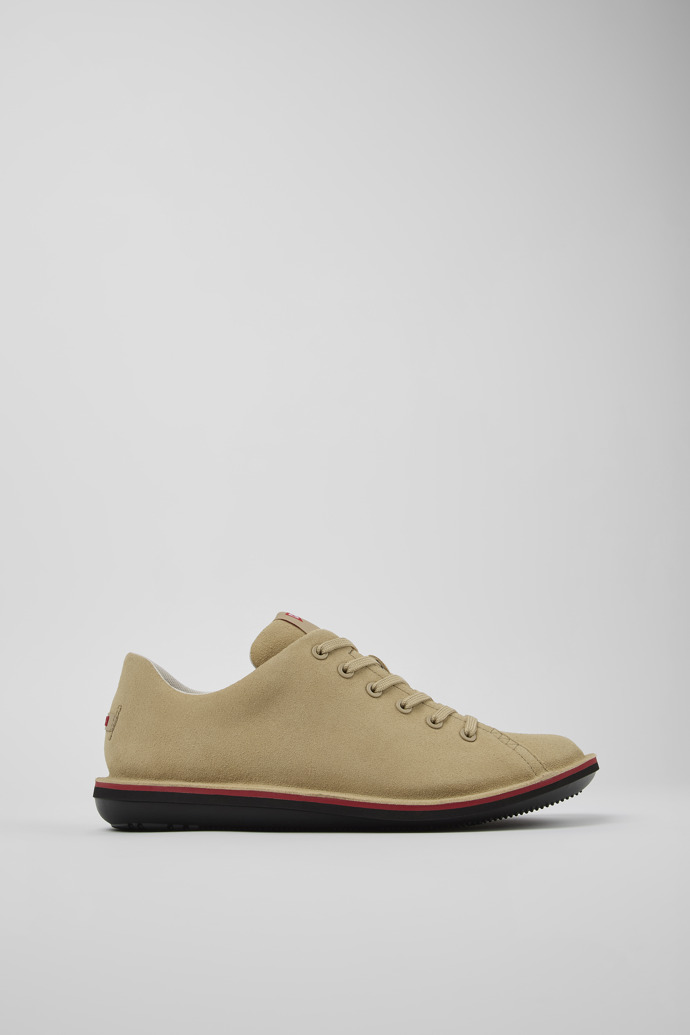 Side view of Beetle Beige Leather Shoe for Men