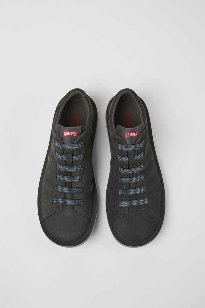 Overhead view of Beetle Gray nubuck shoes for men