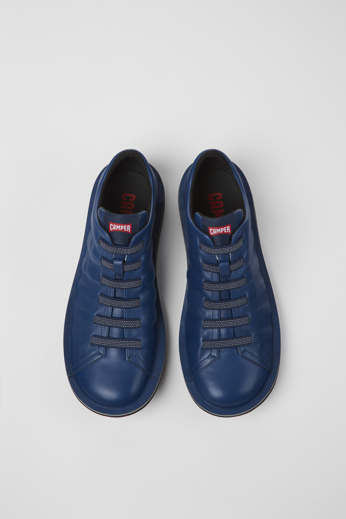 Overhead view of Beetle Blue leather shoes for men