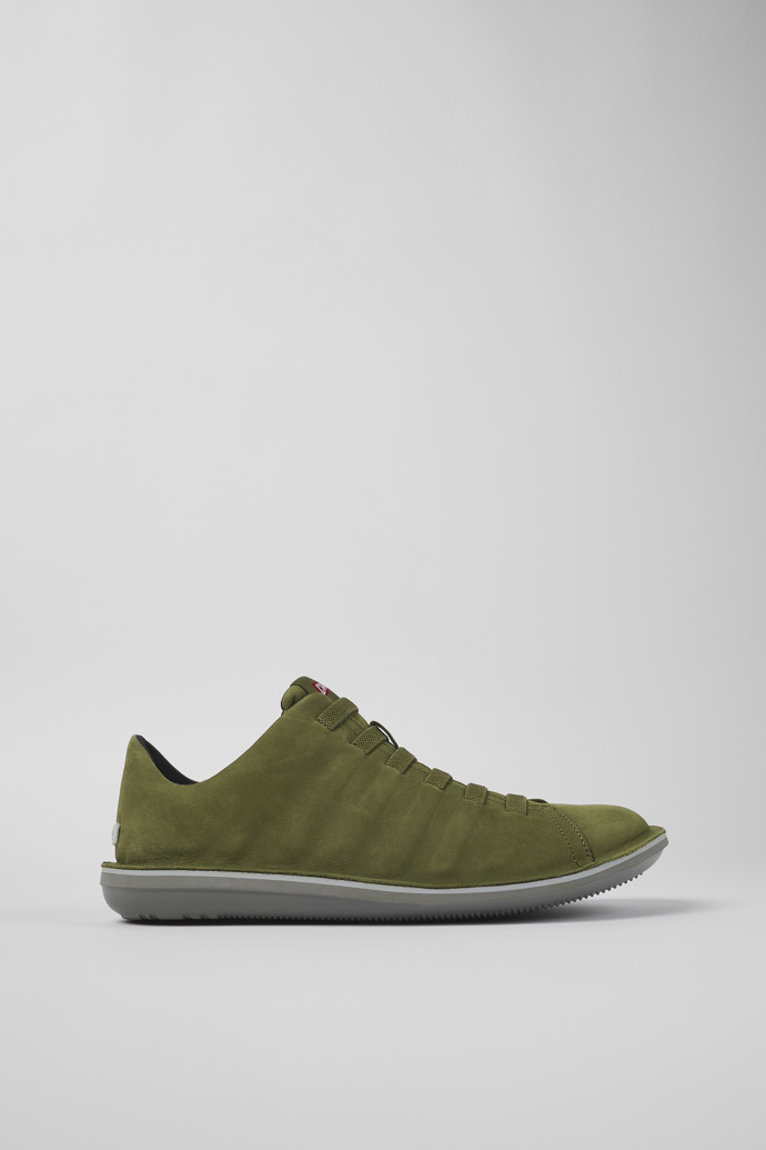 Image of Side view of Beetle Green Nubuck Low Sneaker for Men