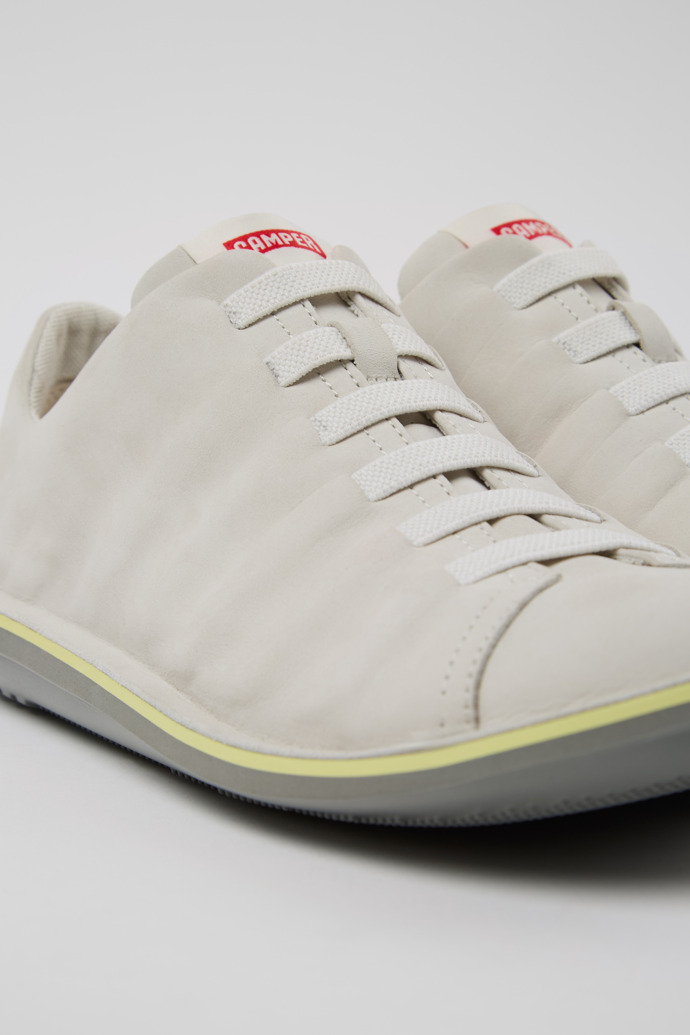 Close-up view of Beetle White Nubuck Shoes for Men.