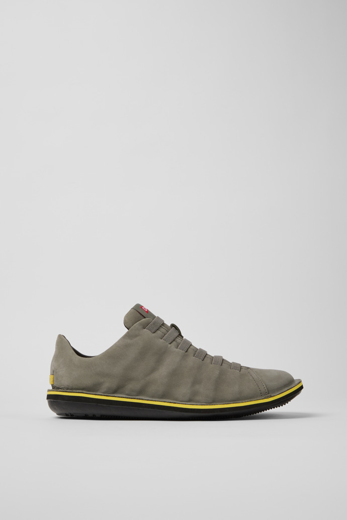 Side view of Beetle Gray Nubuck Leather Shoes for Men.