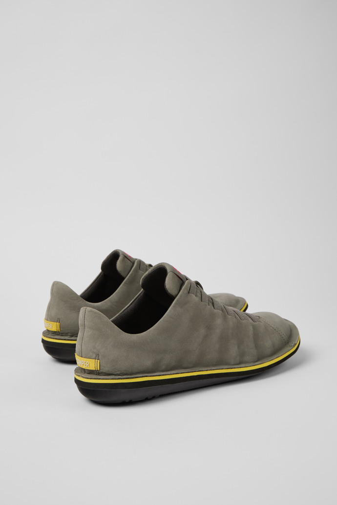 Back view of Beetle Gray Nubuck Leather Shoes for Men.