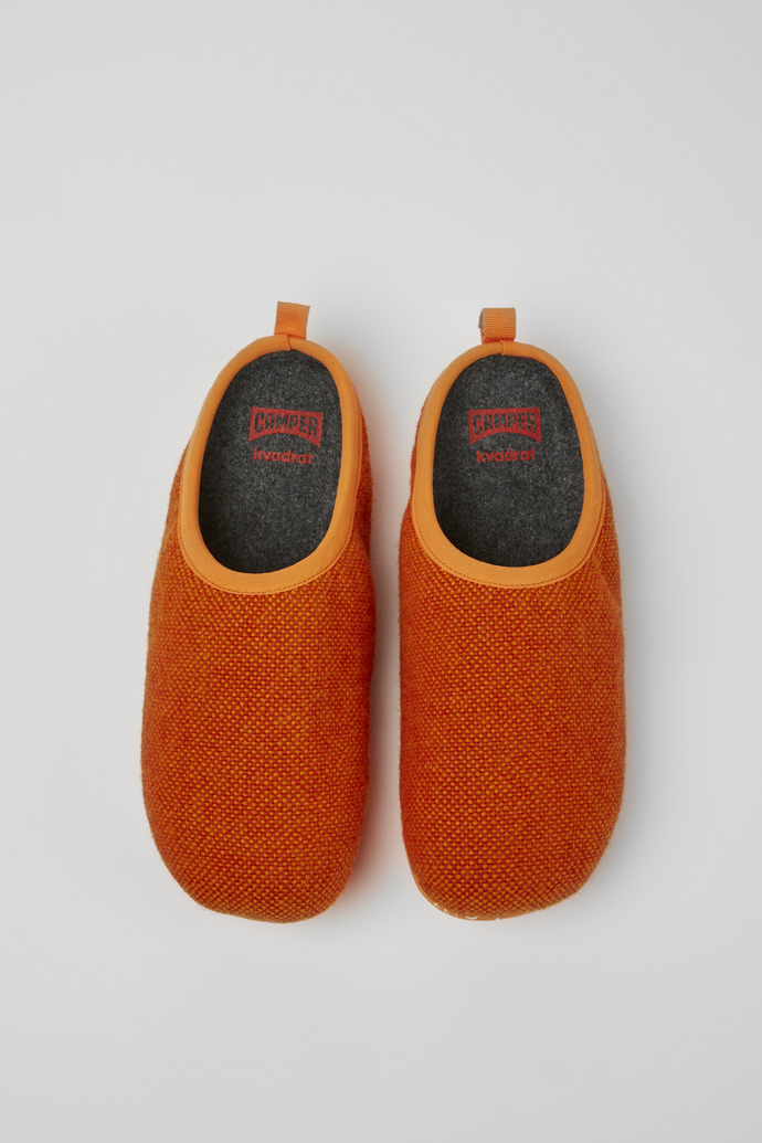 Wabi Zapatillas de casa naranjas de lana y viscosa para hombre