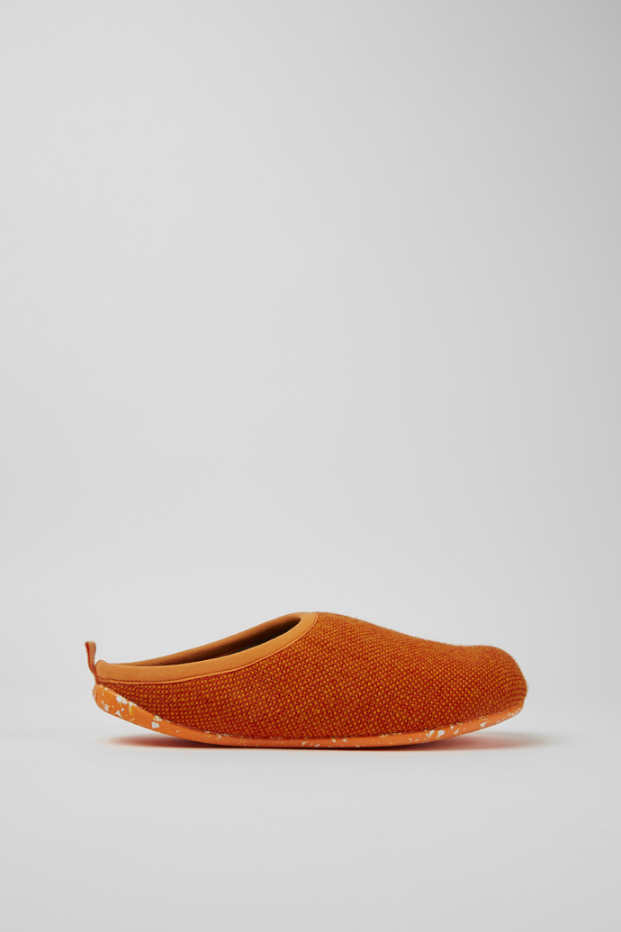 Image of Side view of Wabi Orange wool and viscose slippers for men