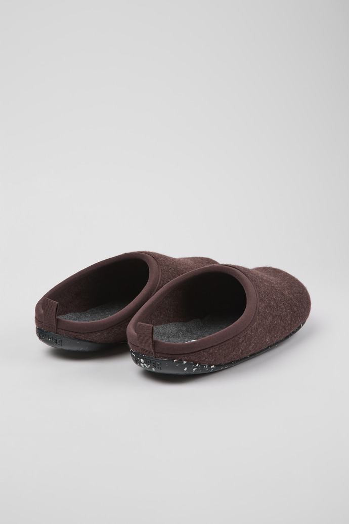 Back view of Wabi Burgundy wool slippers for men