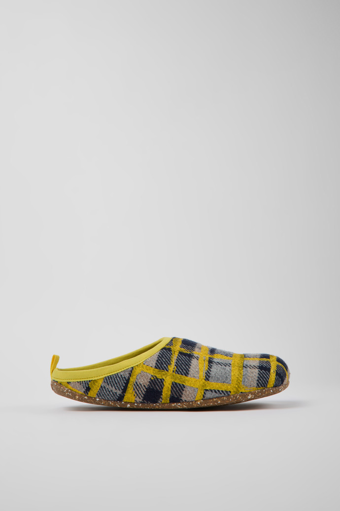 Side view of Wabi Multicolored recycled wool slippers for men