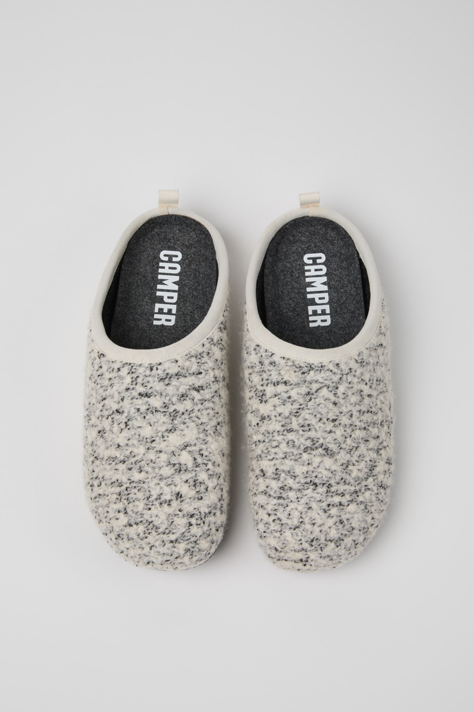 Overhead view of Wabi White and black Slippers for Men