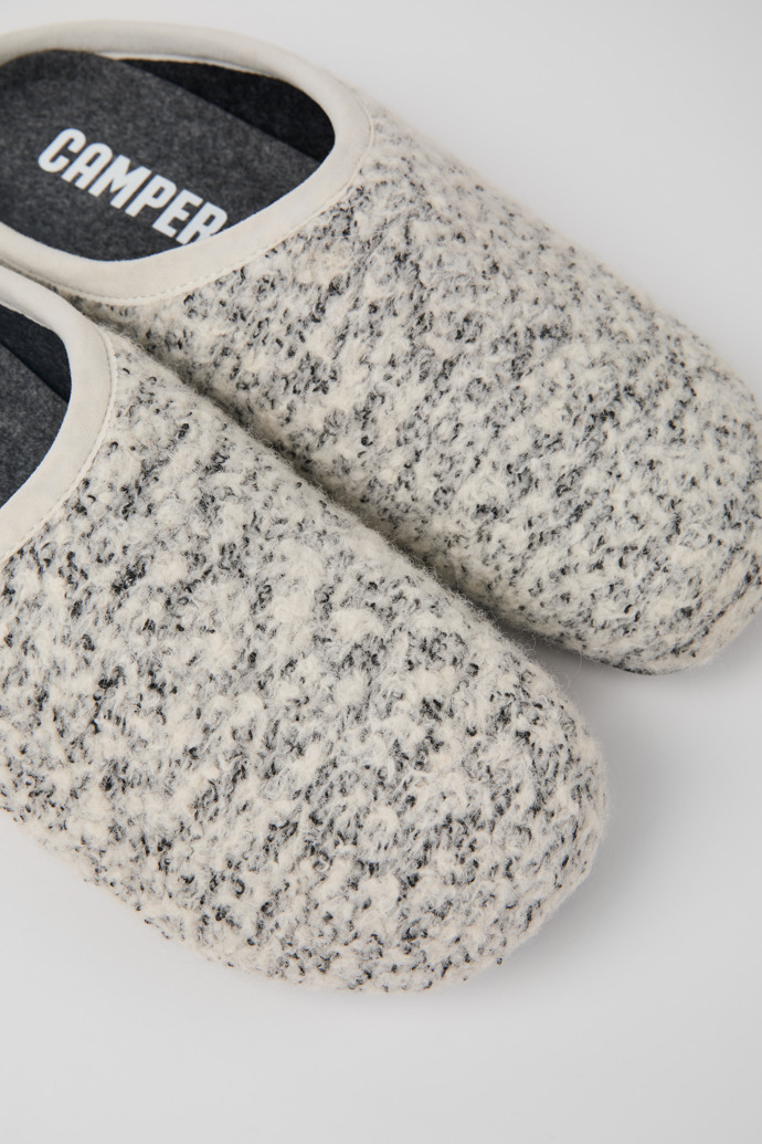 Close-up view of Wabi White and black Slippers for Men