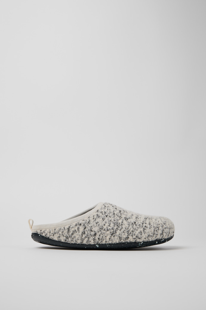 Side view of Wabi White and black Slippers for Men