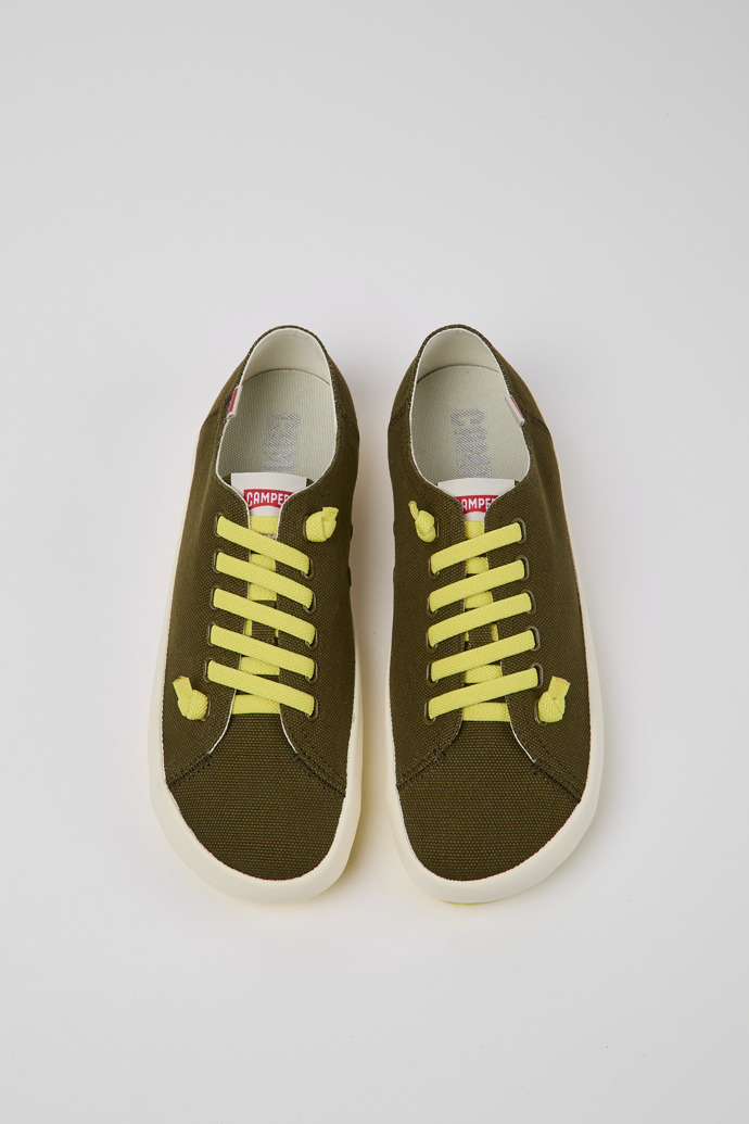 Overhead view of Peu Rambla Green recycled cotton sneakers for men