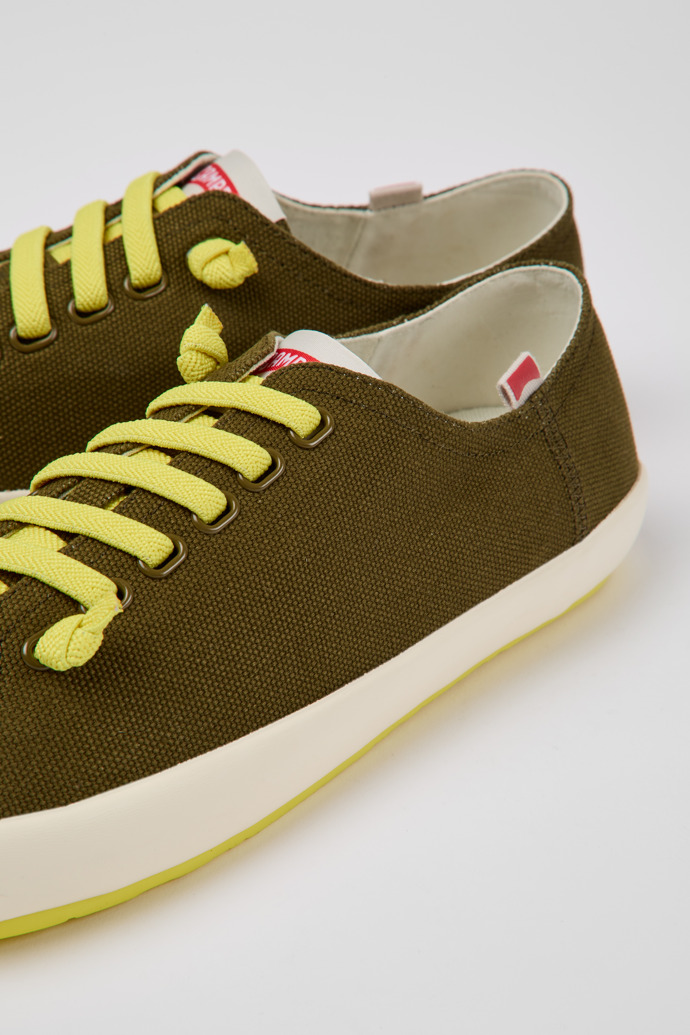 Close-up view of Peu Rambla Green recycled cotton sneakers for men