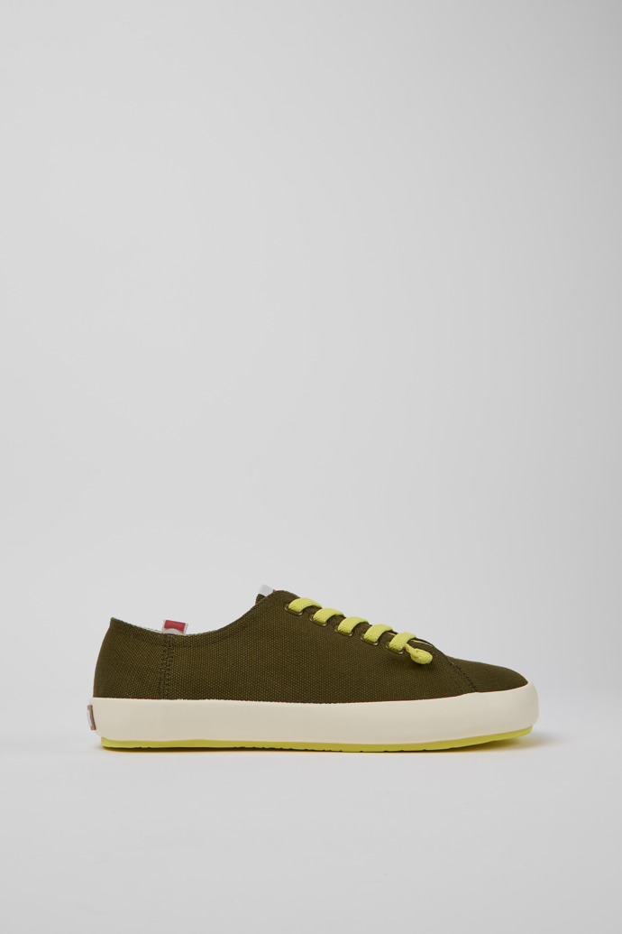 Side view of Peu Rambla Green recycled cotton sneakers for men